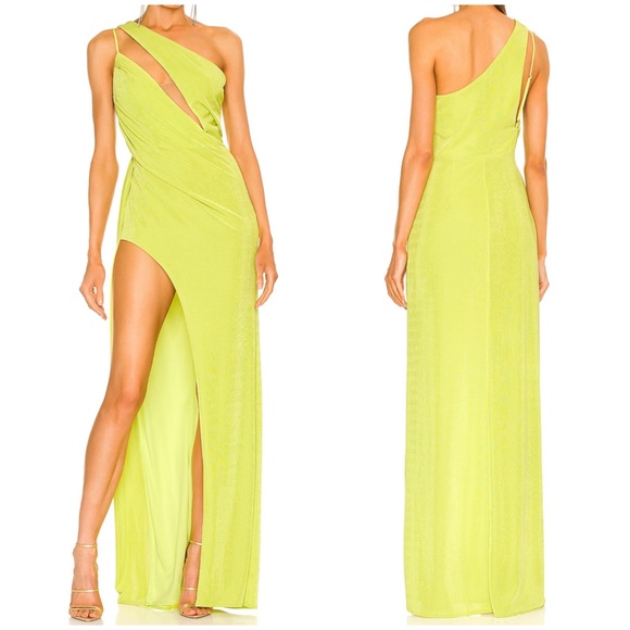Katie May x Revolve A Cut Above Gown Green Chartreuse Dress Size XS